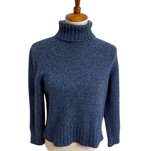 Splendor! Turtleneck Sweater Women's Large Blue Merino Wool Blend Made in Canada